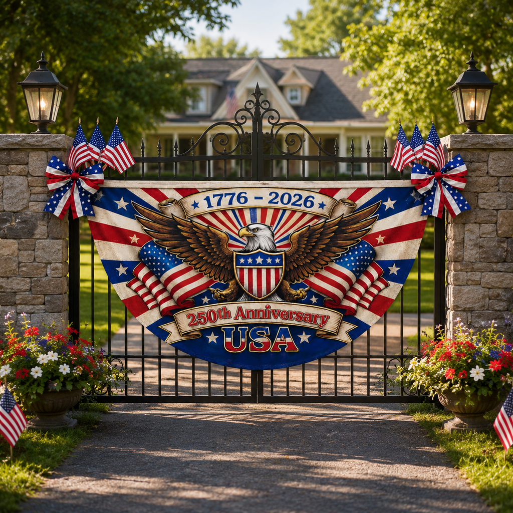 America 250th Anniversary Semicircle Flag, Patriotic USA Banner