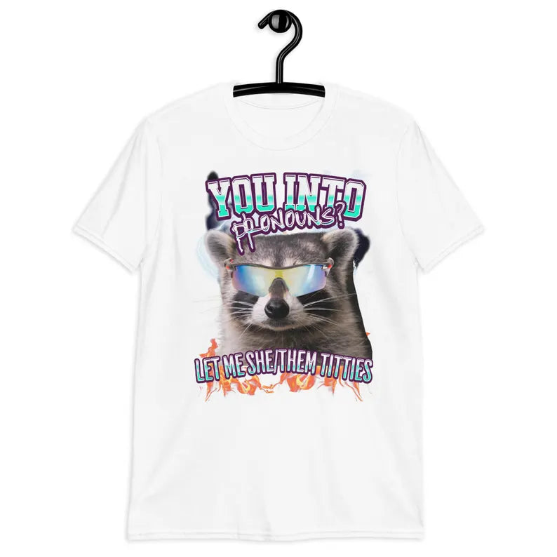 Stylish Pronouns Funny Raccoon Shirt