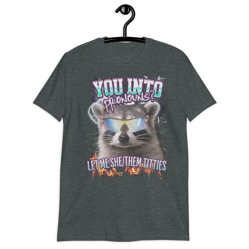 Stylish Pronouns Funny Raccoon Shirt