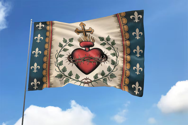 Sacred Heart House Flag Catholic Faith Decor