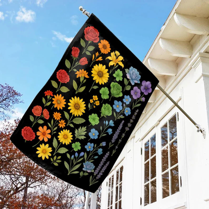 Floral Pride Rainbow Garden Flag