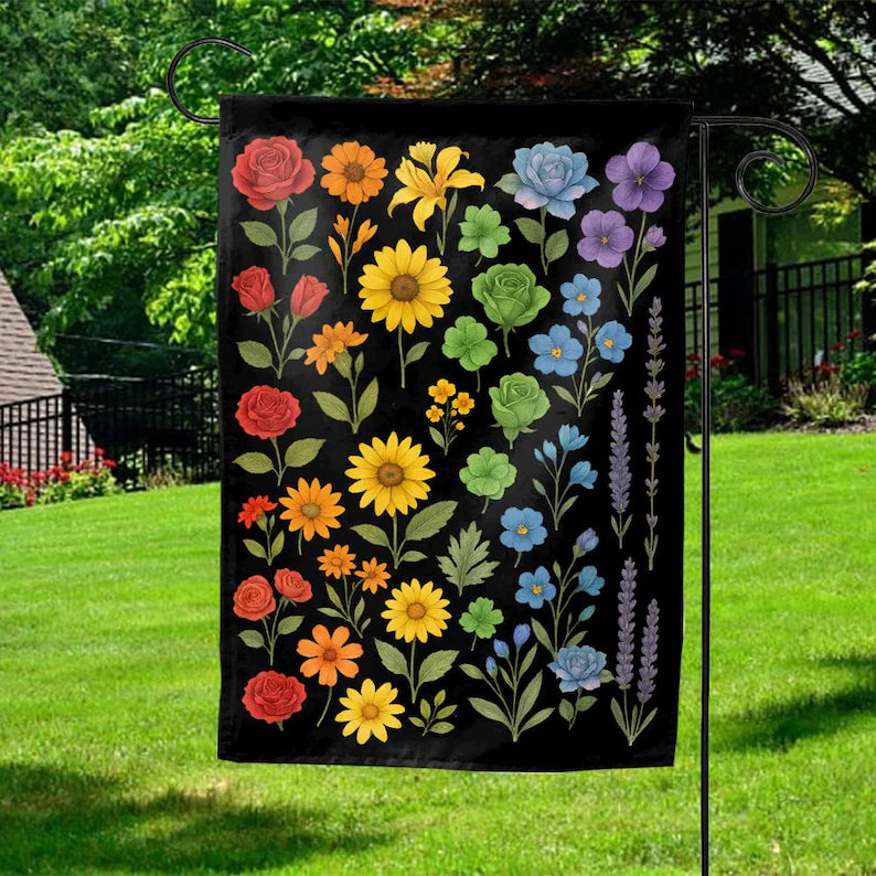Floral Pride Rainbow Garden Flag