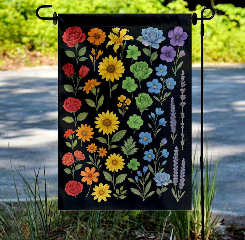 Floral Pride Rainbow Garden Flag