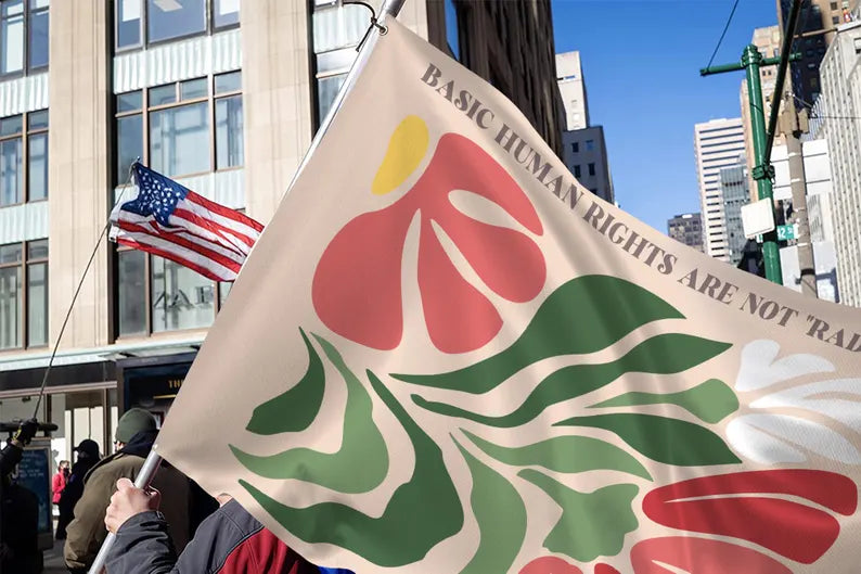 Feminist Equality Flag, Floral Rights Garden