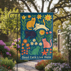 Good Cats, Cute Floral Pet Garden Flag