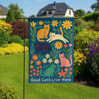 Good Cats, Cute Floral Pet Garden Flag