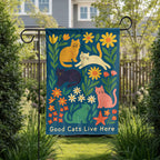 Good Cats, Cute Floral Pet Garden Flag
