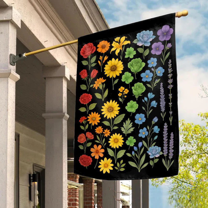 Floral Pride Rainbow Garden Flag