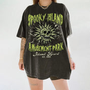 Spooky Island Skeleton Halloween Shirt, Retro Disco Skull Graphic Tee