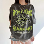 Spooky Island Skeleton Halloween Shirt, Retro Disco Skull Graphic Tee