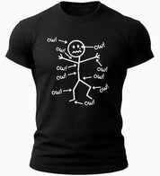 Funny Stick Figure Ow Humor Shirt, Sarcastic Pain Meme Graphic Tee