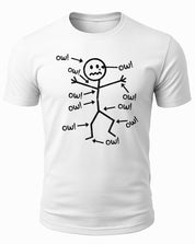 Funny Stick Figure Ow Humor Shirt, Sarcastic Pain Meme Graphic Tee