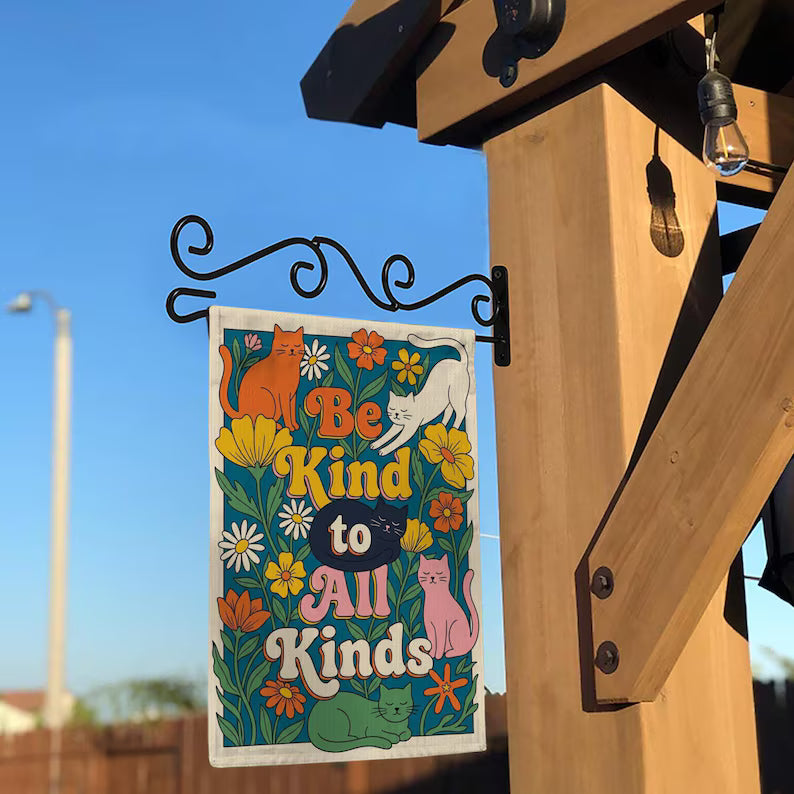 Be Kind Colorful Cat Garden Flag