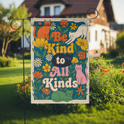 Be Kind Colorful Cat Garden Flag