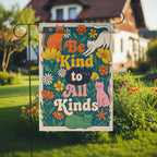 Be Kind Colorful Cat Garden Flag