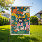 Be Kind Colorful Cat Garden Flag