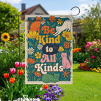 Be Kind Colorful Cat Garden Flag