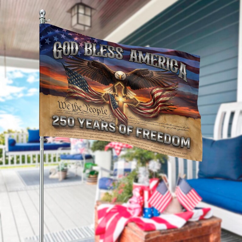 God Bless America Flag, Patriotic Garden Banner Decor