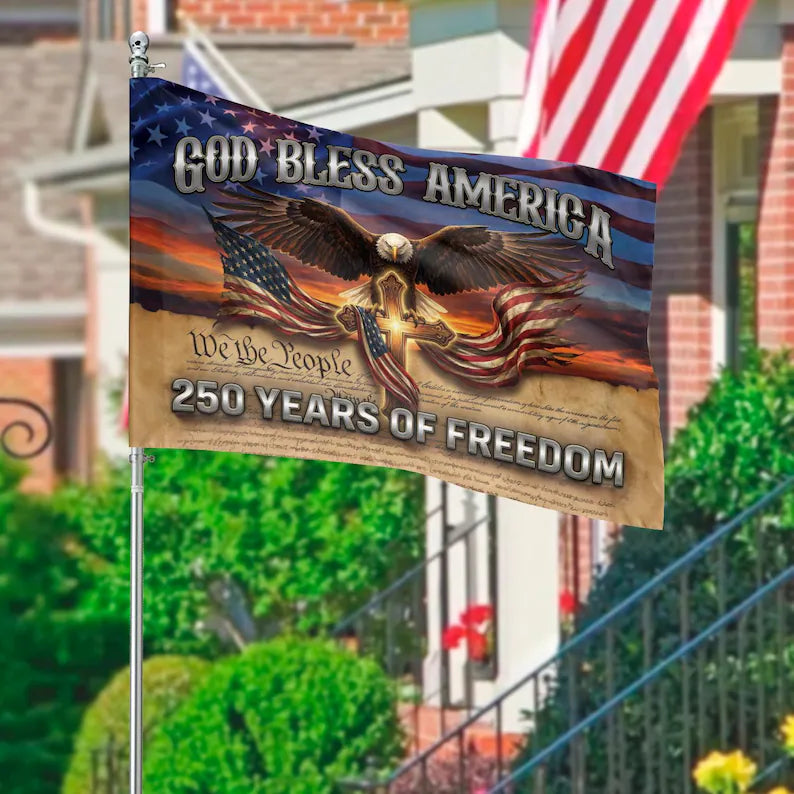 God Bless America Flag, Patriotic Garden Banner Decor