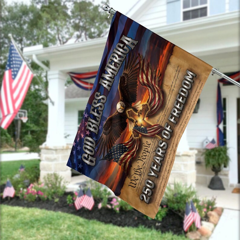 God Bless America Flag, Patriotic Garden Banner Decor