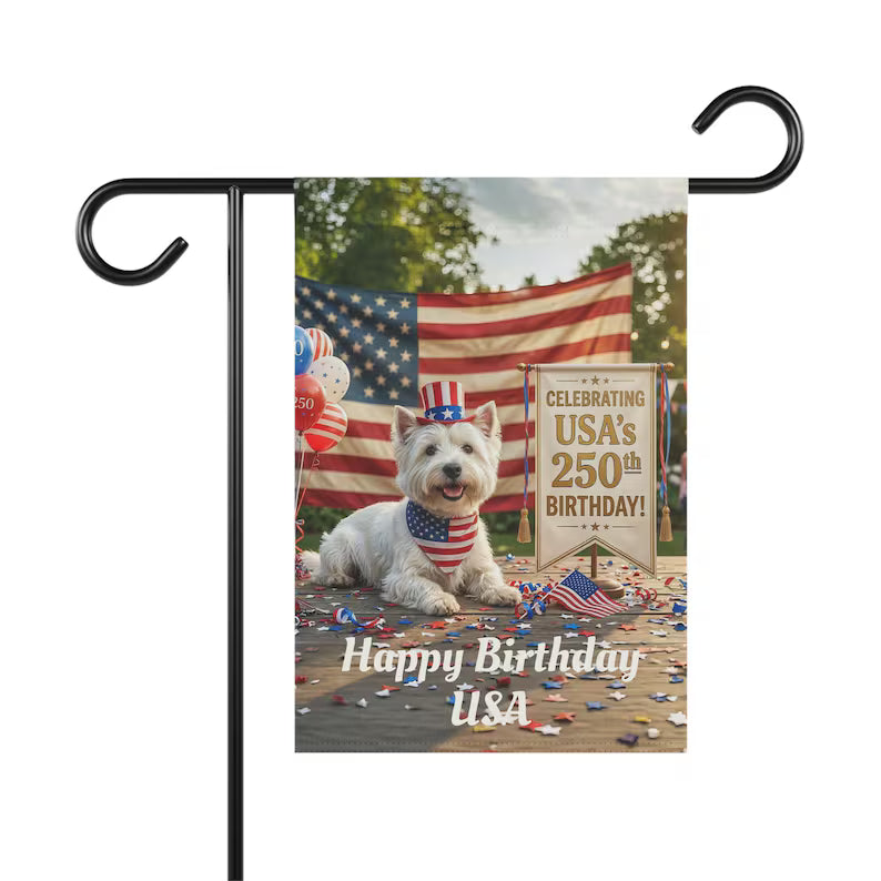 Westie American Flag Garden Banner