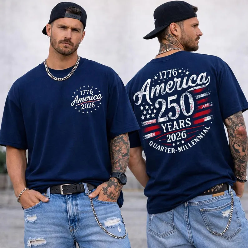 America 250 Years Patriotic Flag Shirt, 1776-2026 USA Anniversary Tee