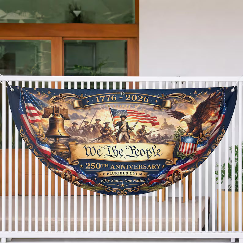 USA 250th Anniversary Fan Flag, We The People Patriotic Banner