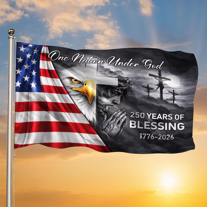American Christian Cross Flag, 250 Years Eagle Banner
