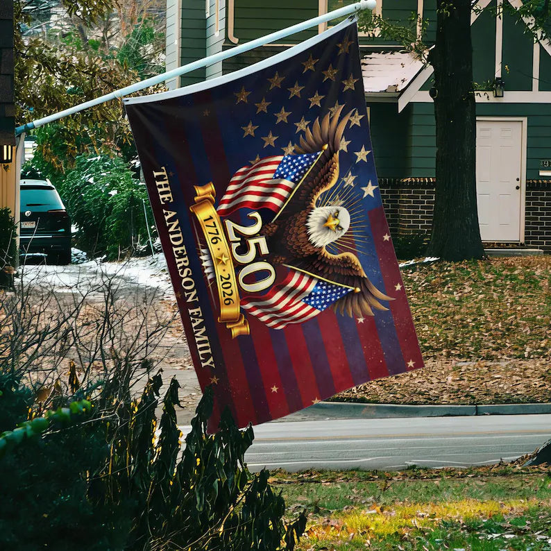 Custom USA 250 Flag, Personalized Patriotic 1776-2026 Banner