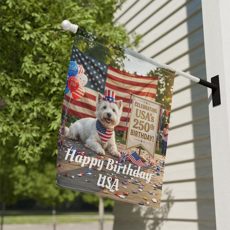 Westie American Flag Garden Banner