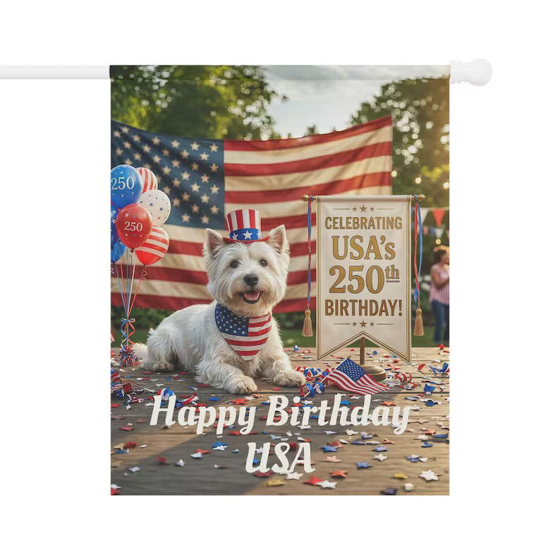 Westie American Flag Garden Banner