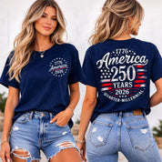 America 250 Years Patriotic Flag Shirt, 1776-2026 USA Anniversary Tee