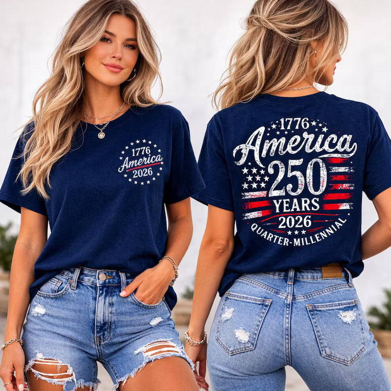 America 250 Years Patriotic Flag Shirt, 1776-2026 USA Anniversary Tee