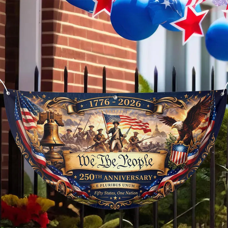 USA 250th Anniversary Fan Flag, We The People Patriotic Banner