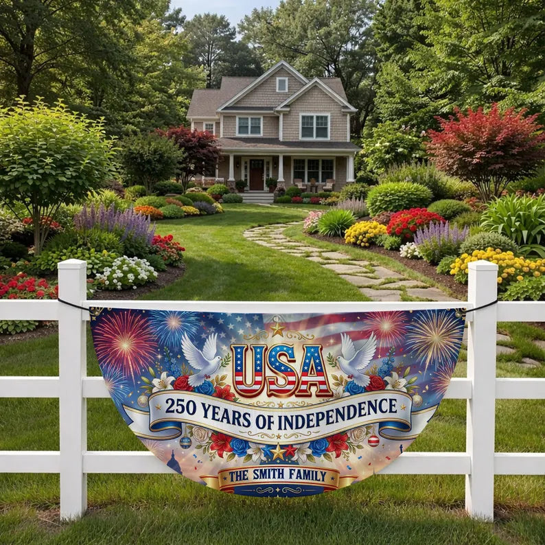Personalized USA 250th Flag, Eagle Liberty Bell Yard Banner