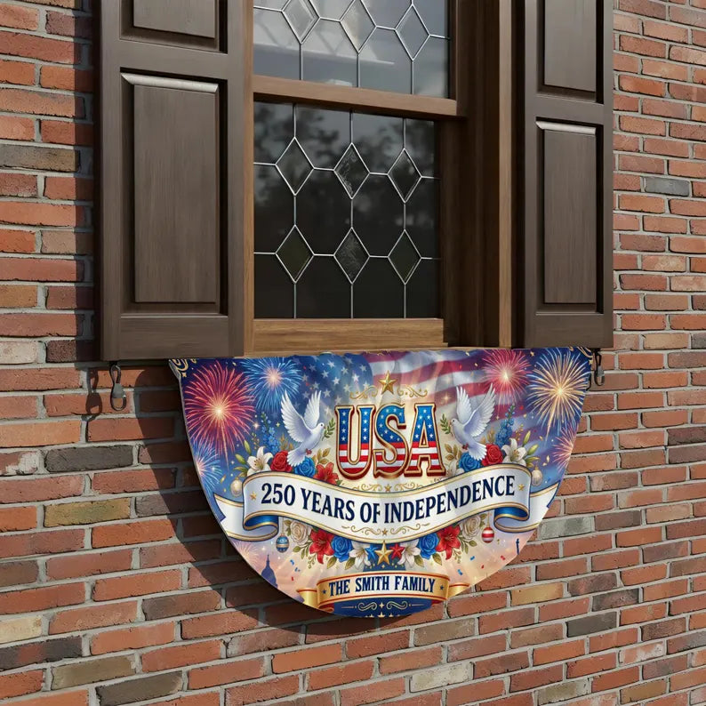 Personalized USA 250th Flag, Eagle Liberty Bell Yard Banner