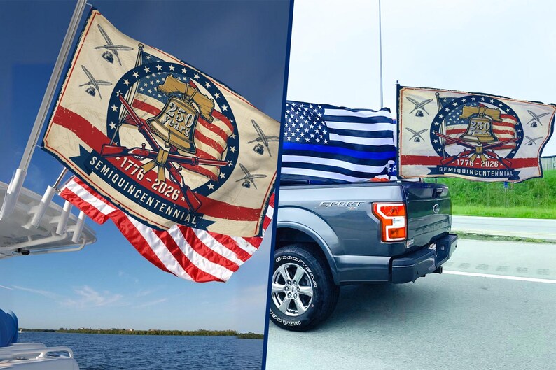 USA 250th Patriotic Fireworks Flag