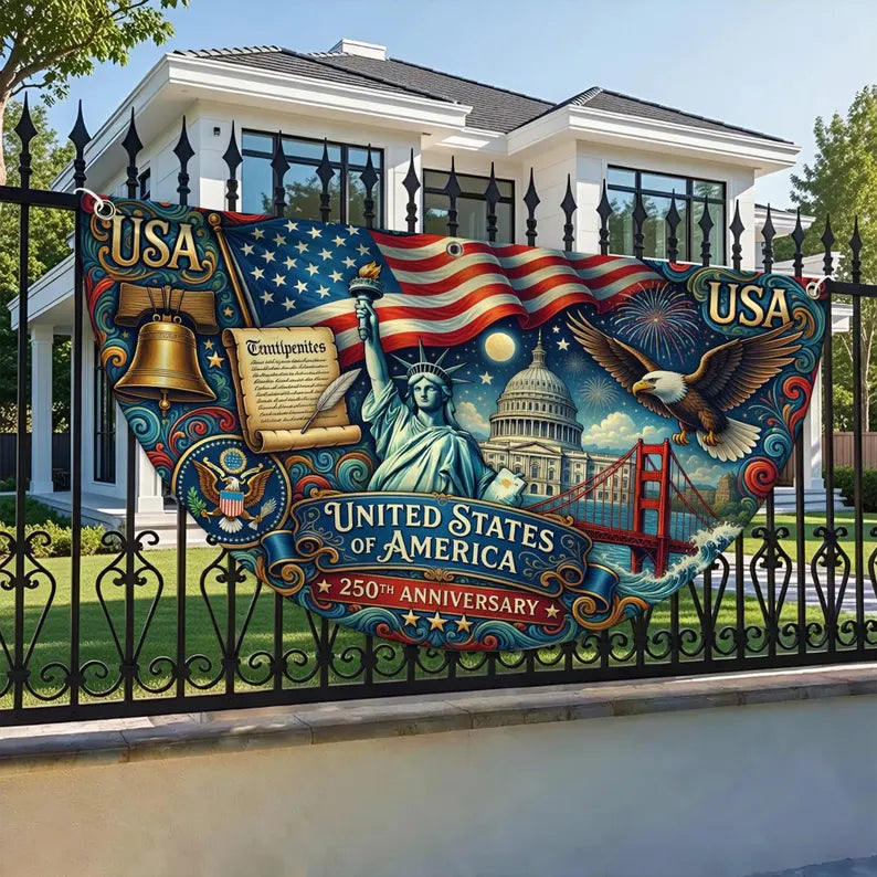 250th Anniversary Fan Flag, Patriotic Christian USA Banner