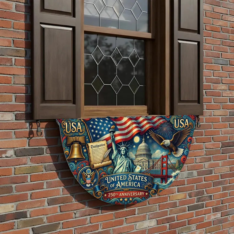 250th Anniversary Fan Flag, Patriotic Christian USA Banner