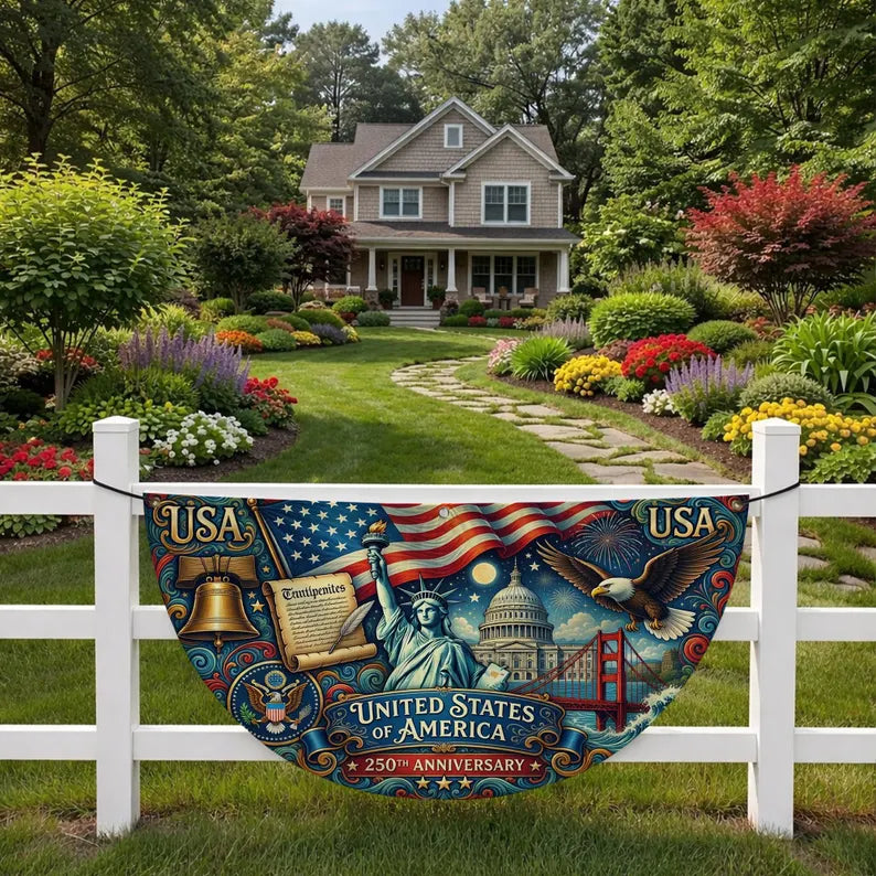250th Anniversary Fan Flag, Patriotic Christian USA Banner