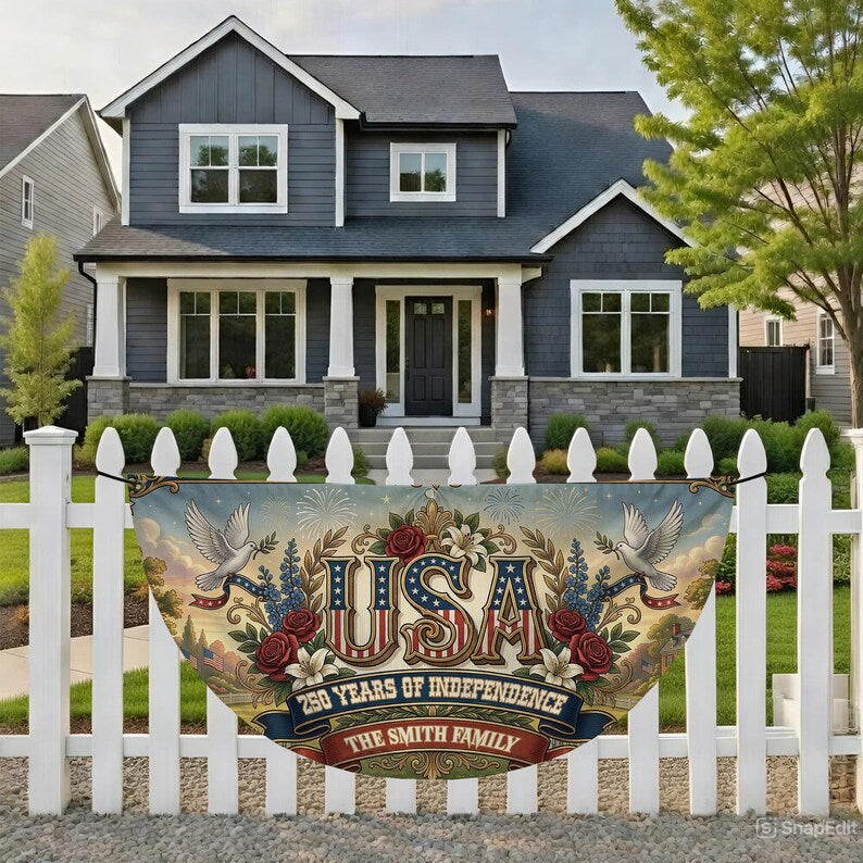 Personalized USA 250th Flag, Custom Patriotic Yard Banner