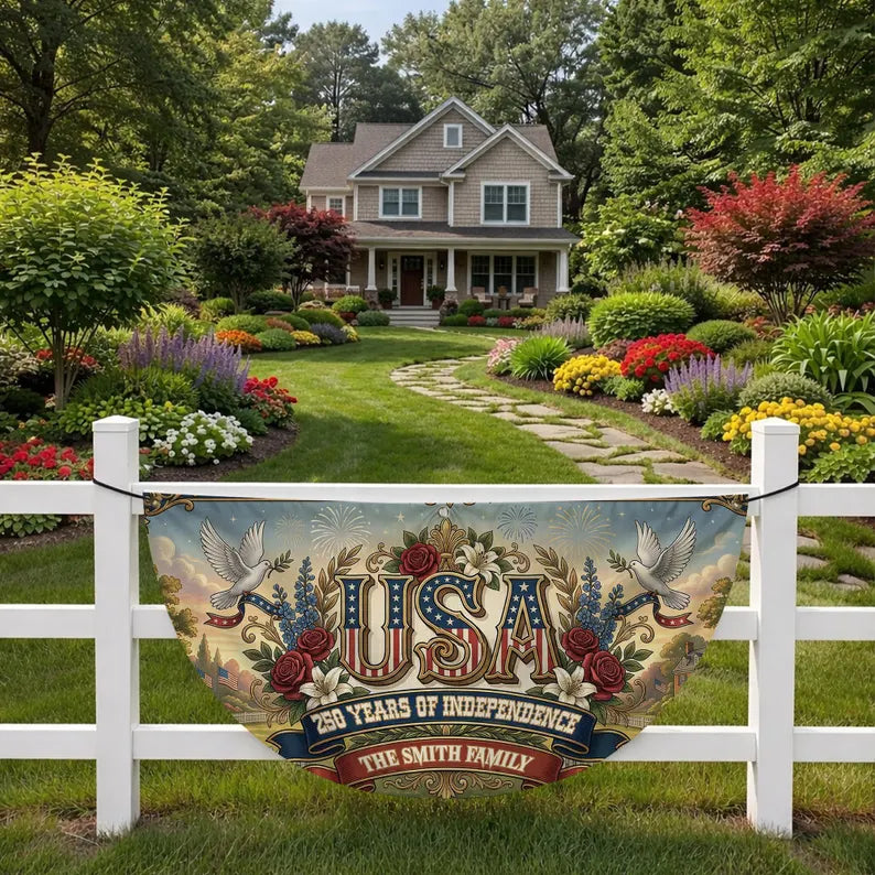 Personalized USA 250th Flag, Custom Patriotic Yard Banner
