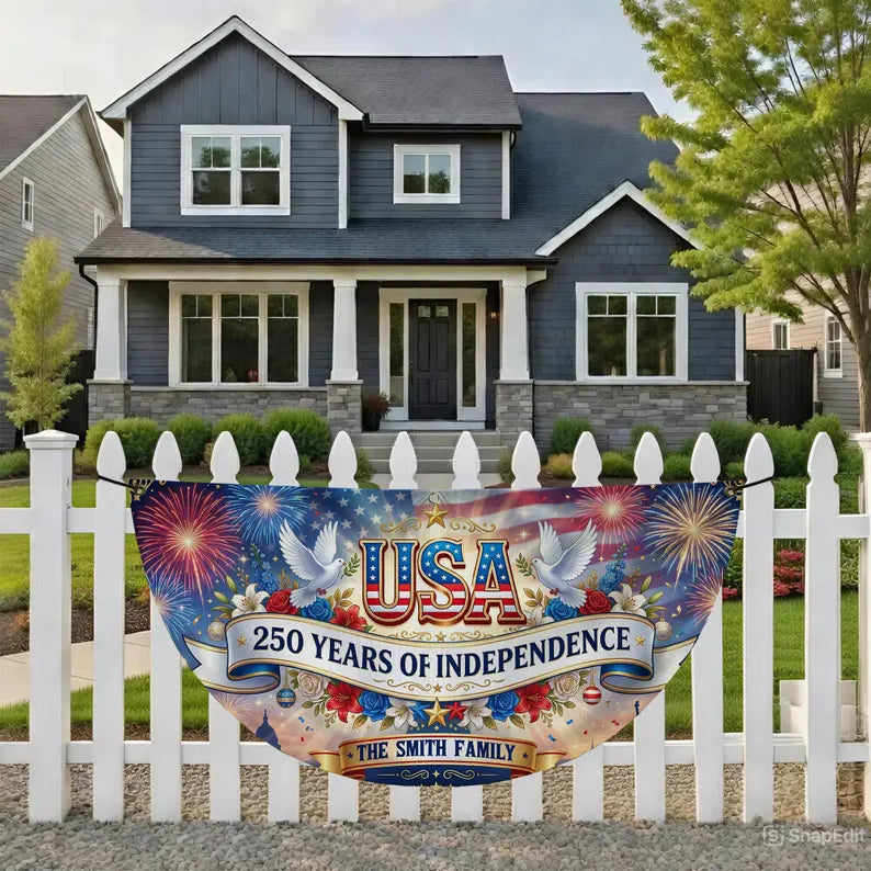 Personalized USA 250th Flag, Eagle Liberty Bell Yard Banner