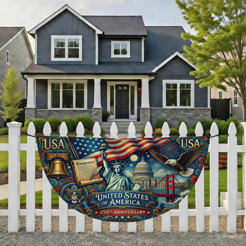 250th Anniversary Fan Flag, Patriotic Christian USA Banner