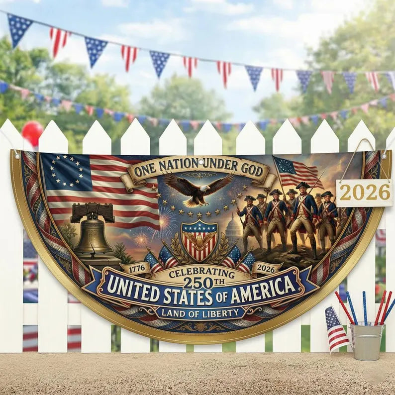 One Nation Under God Flag, USA 250th Patriotic Banner