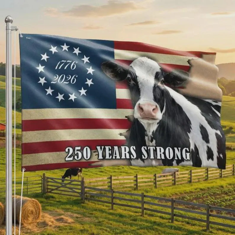 USA 250 Dairy Cow American Flag