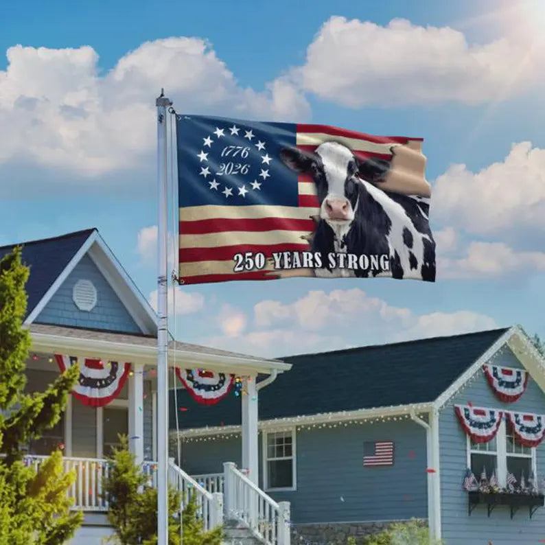USA 250 Dairy Cow American Flag