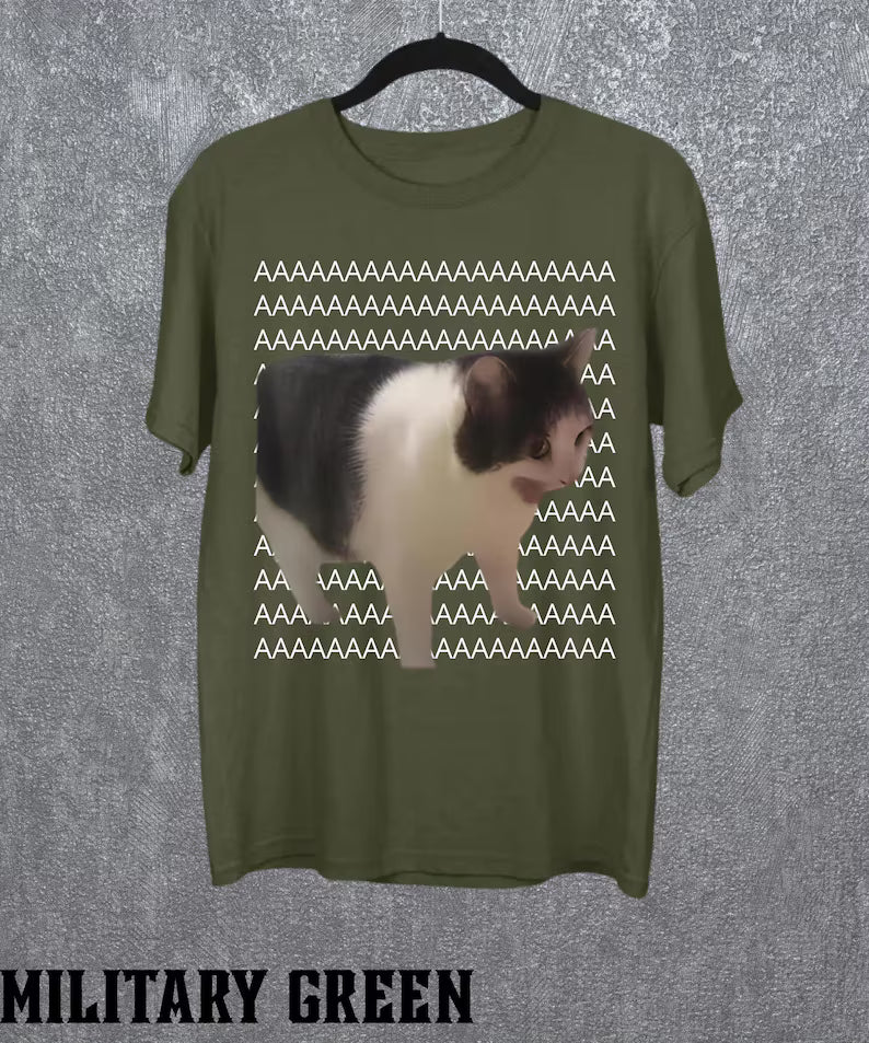 Screaming Cat Meme Funny Graphic Shirt