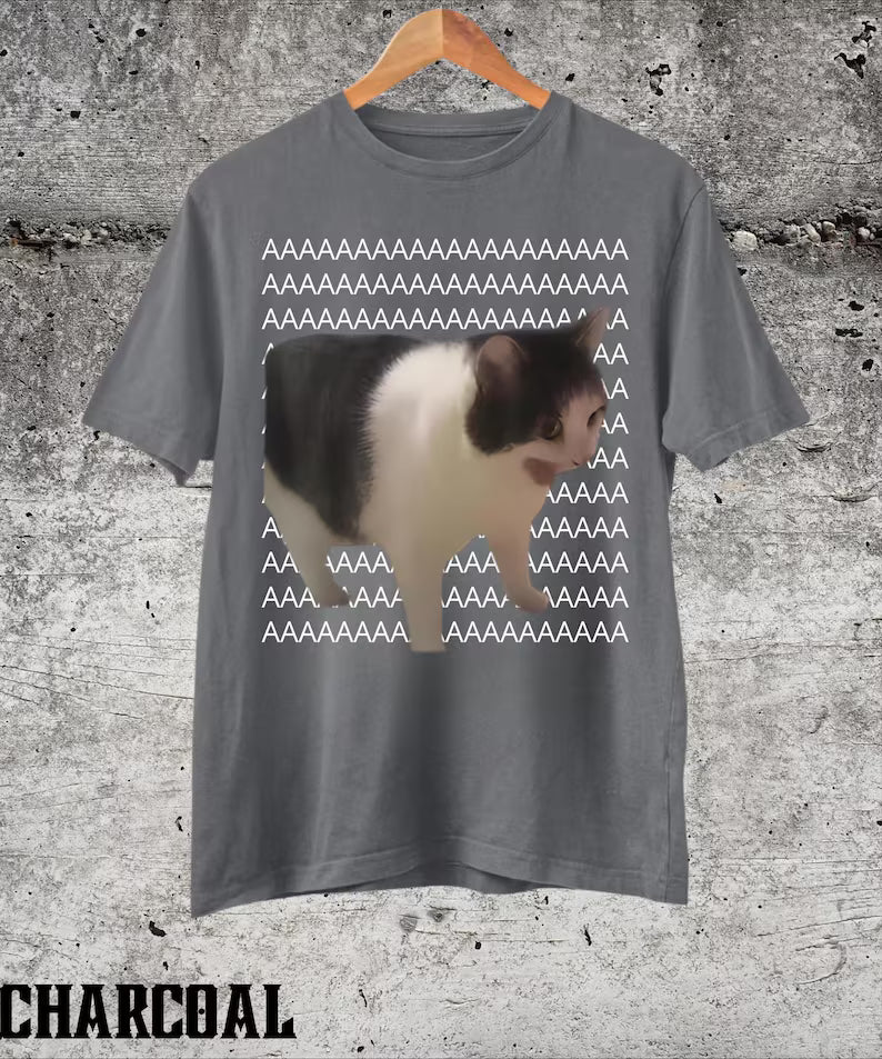 Screaming Cat Meme Funny Graphic Shirt