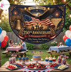 USA 250th  Eagle Liberty Bell Semicircle Flag
